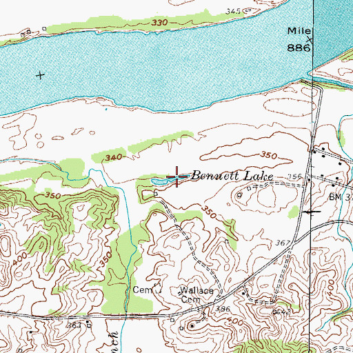 Topographic Map of Bennett Lake, KY