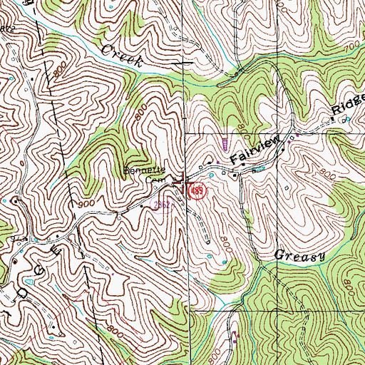 Topographic Map of Bennette Cemetery, KY