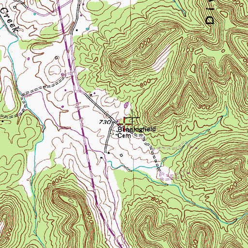 Topographic Map of Benningfield Cemetery, KY