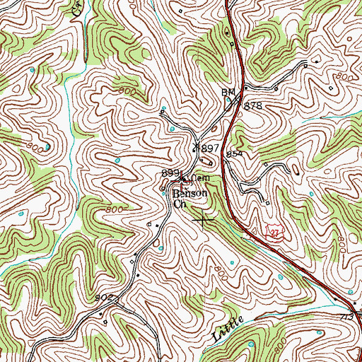 Topographic Map of Benson Church, KY