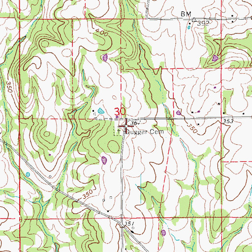 Topographic Map of Dugger Cemetery, AR