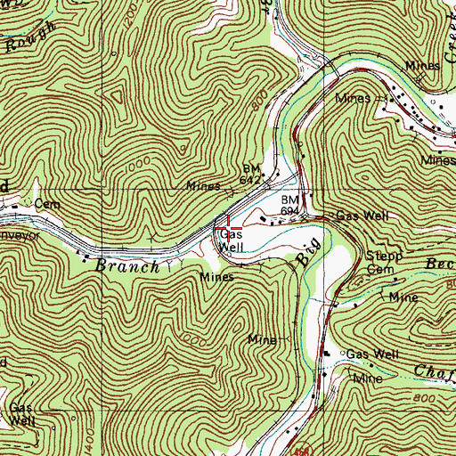 Topographic Map of Bent Branch, KY