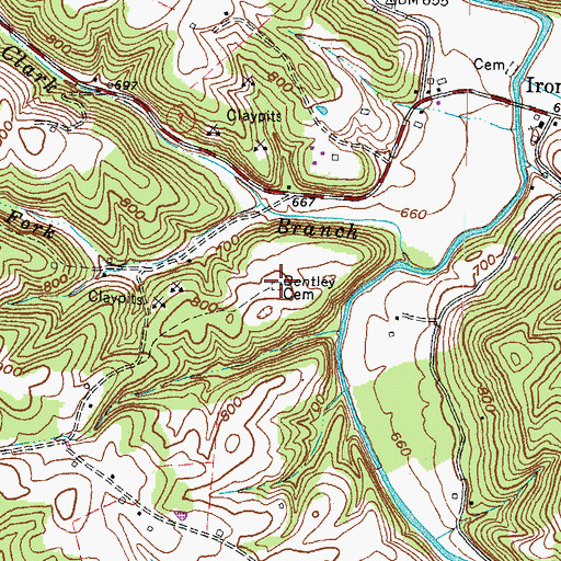 Topographic Map of Bentley Cemetery, KY