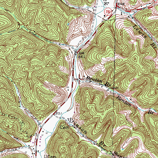 Topographic Map of Benton Branch, KY