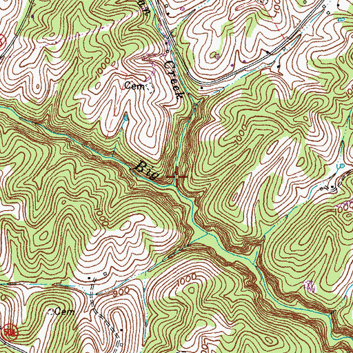 Topographic Map of Benyan Creek, KY
