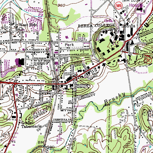 Topographic Map of Berea, KY