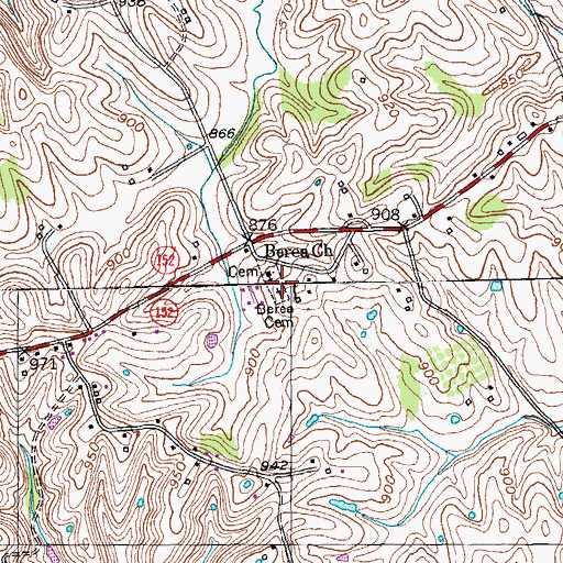 Topographic Map of Berea Cemetery, KY