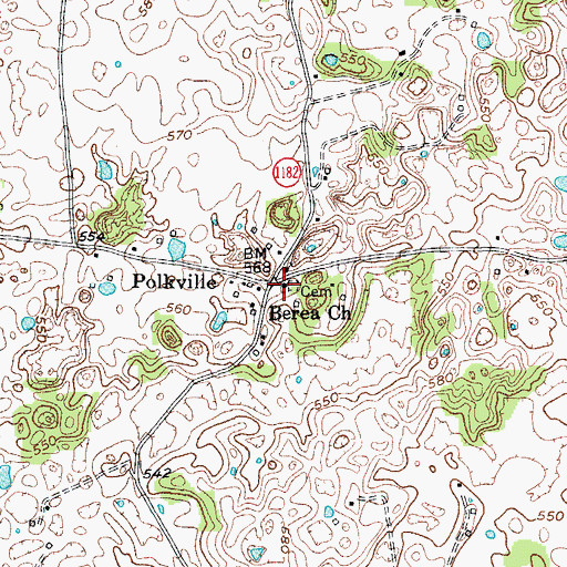 Topographic Map of Berea Church, KY