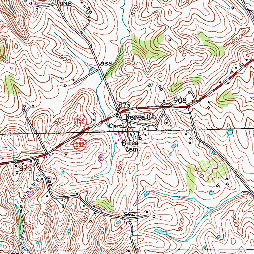 Topographic Map of Berea Church, KY