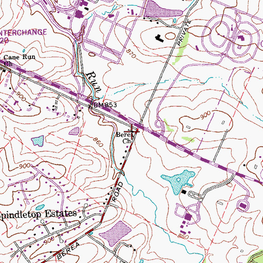 Topographic Map of Berea Church, KY