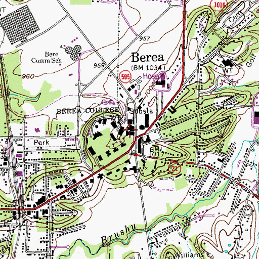 Topographic Map of Berea College, KY