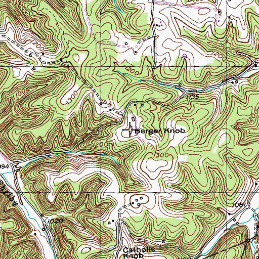 Topographic Map of Berger Knob, KY