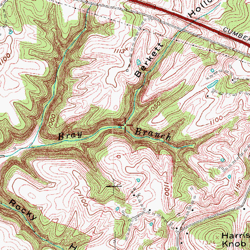 Topographic Map of Berkett Hollow, KY