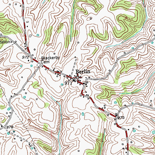 Topographic Map of Berlin, KY