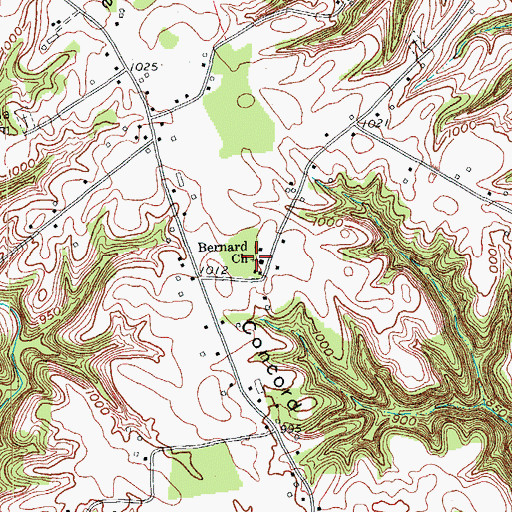 Topographic Map of Bernard Church of God, KY