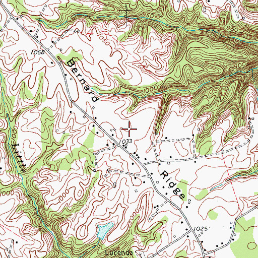 Topographic Map of Bernard Ridge, KY