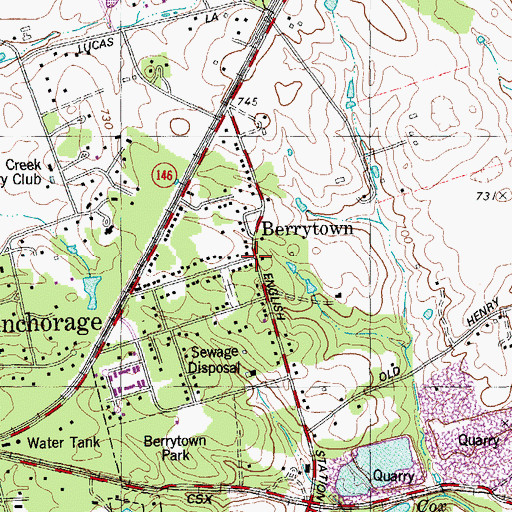 Topographic Map of Berrytown, KY