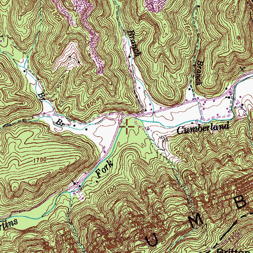 Topographic Map of Berts Branch, KY
