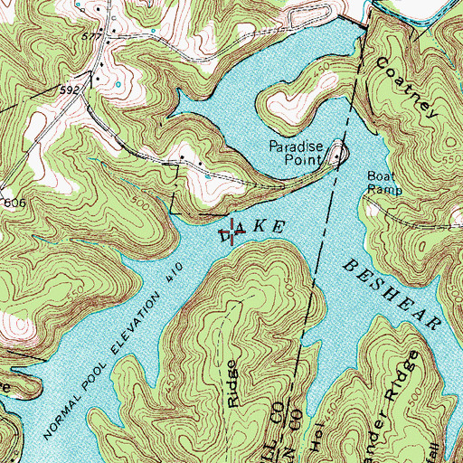 Topographic Map of Lake Beshear, KY