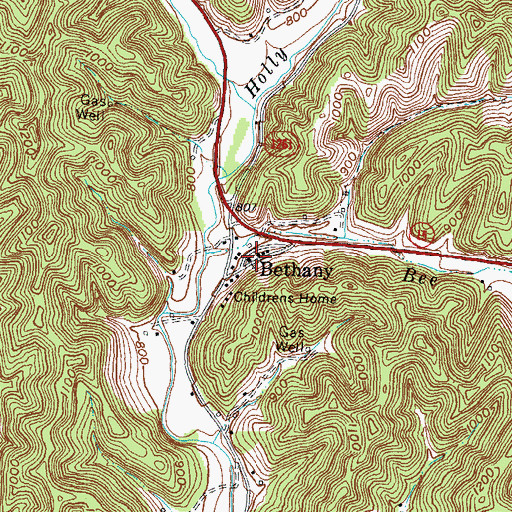 Topographic Map of Bethany, KY