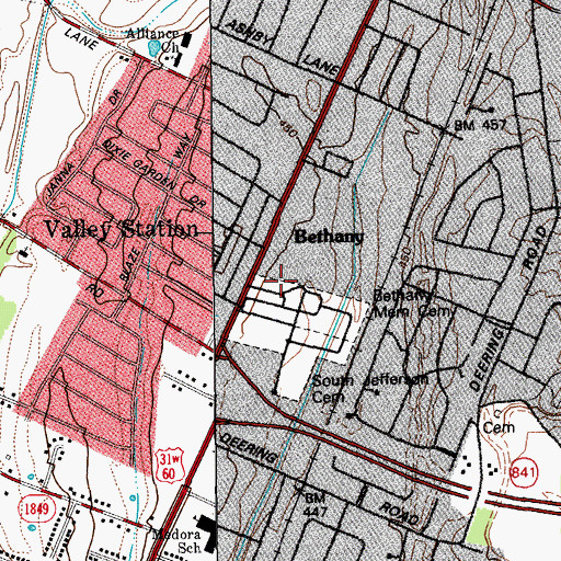 Topographic Map of Bethany, KY