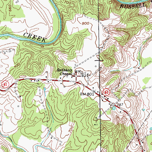 Topographic Map of Bethany Chapel, KY