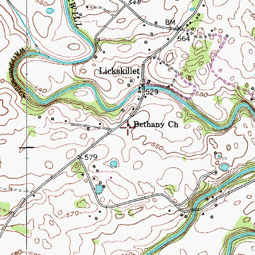 Topographic Map of Bethany Church, KY
