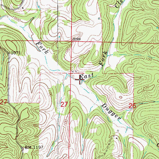 Topographic Map of Dugget Creek, AR