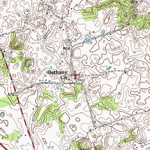 Topographic Map of Bethany Church, KY