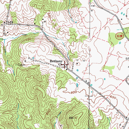 Topographic Map of Bethany Church, KY