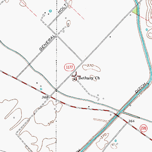 Topographic Map of Bethany Church, KY