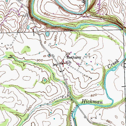 Topographic Map of Bethany Church, KY