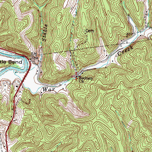 Topographic Map of Bethany Church, KY