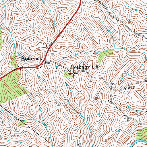 Topographic Map of Bethany Church, KY