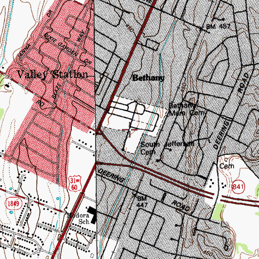 Topographic Map of Bethany Memorial Cemetery, KY
