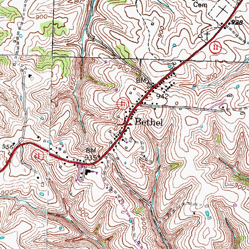 Topographic Map of Bethel, KY