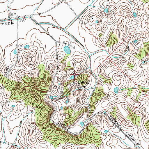 Topographic Map of Bethel Cemetery, KY