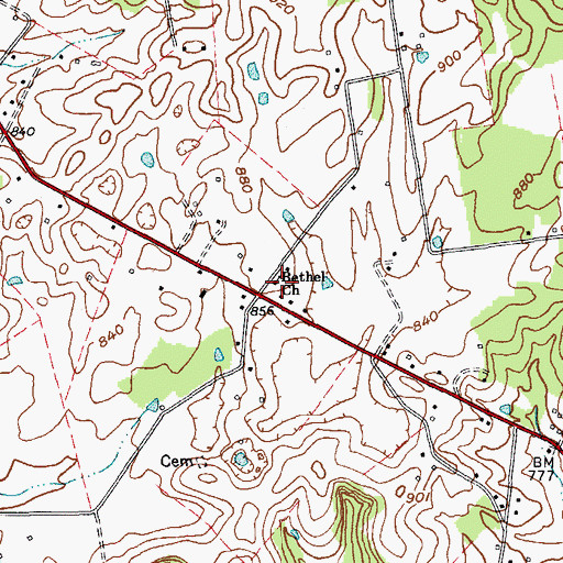 Topographic Map of Bethel Church, KY