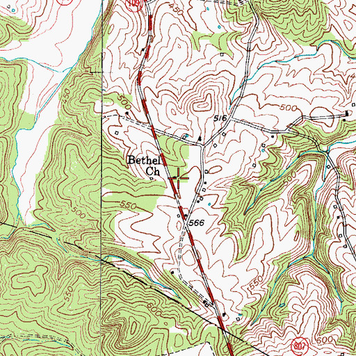 Topographic Map of Bethel Church, KY