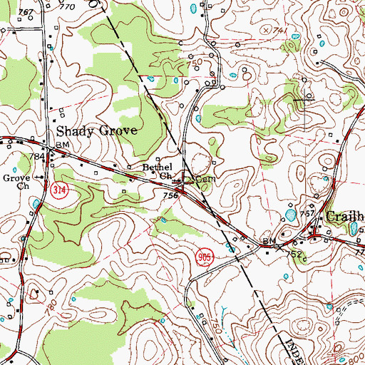 Topographic Map of Bethel Church, KY