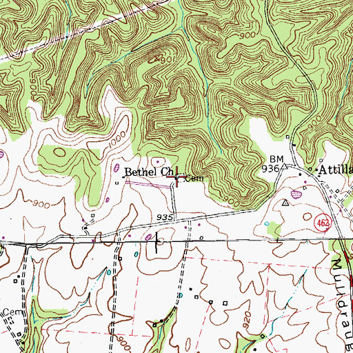 Topographic Map of Bethel Church, KY