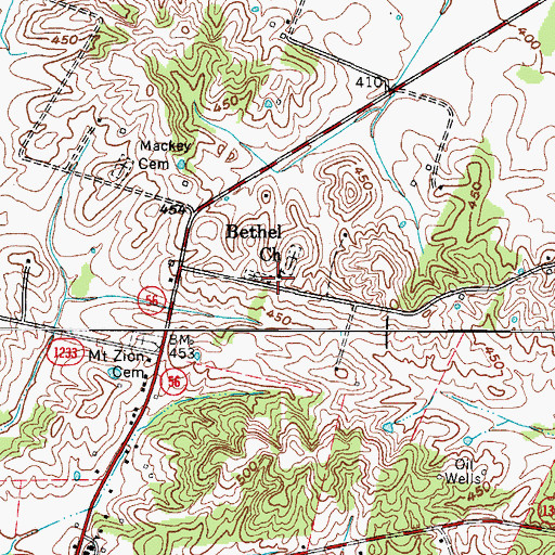 Topographic Map of Bethel Church, KY