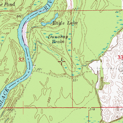 Topographic Map of Dunahay Brake, AR