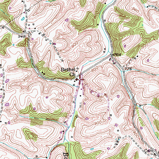 Topographic Map of Bethel Church, KY