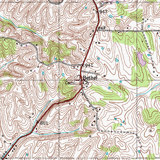 Topographic Map of Bethel Church, KY