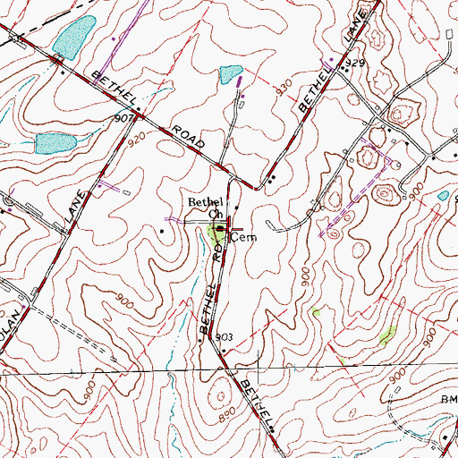 Topographic Map of Bethel Church, KY