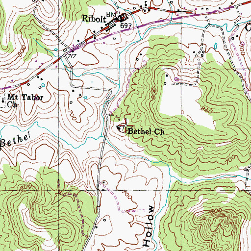 Topographic Map of Bethel Church, KY