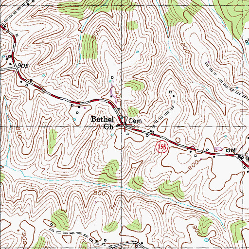 Topographic Map of Bethel Methodist Church, KY