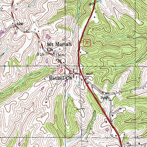 Topographic Map of Bethel Church, KY