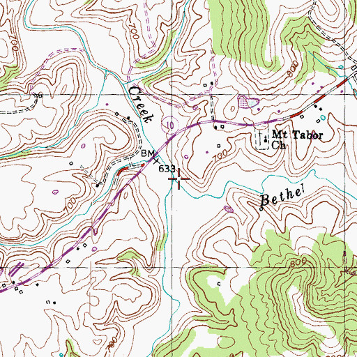 Topographic Map of Bethel Creek, KY